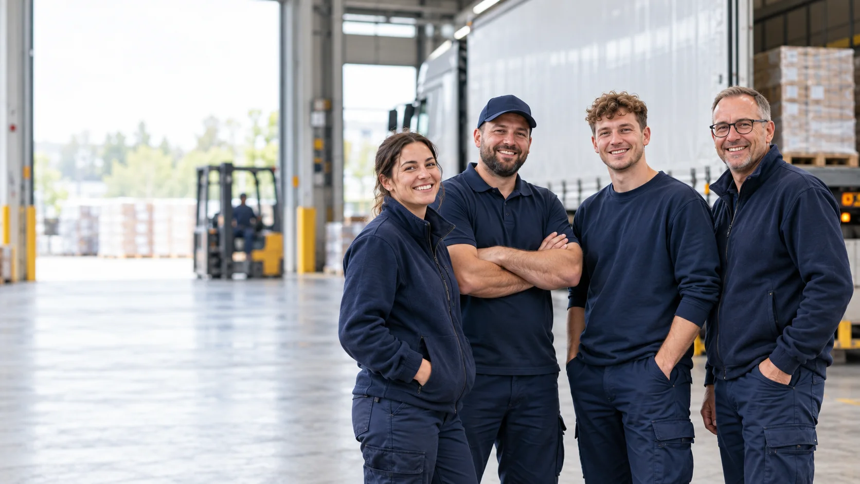 Logistikteam in einer modernen Lagerhalle